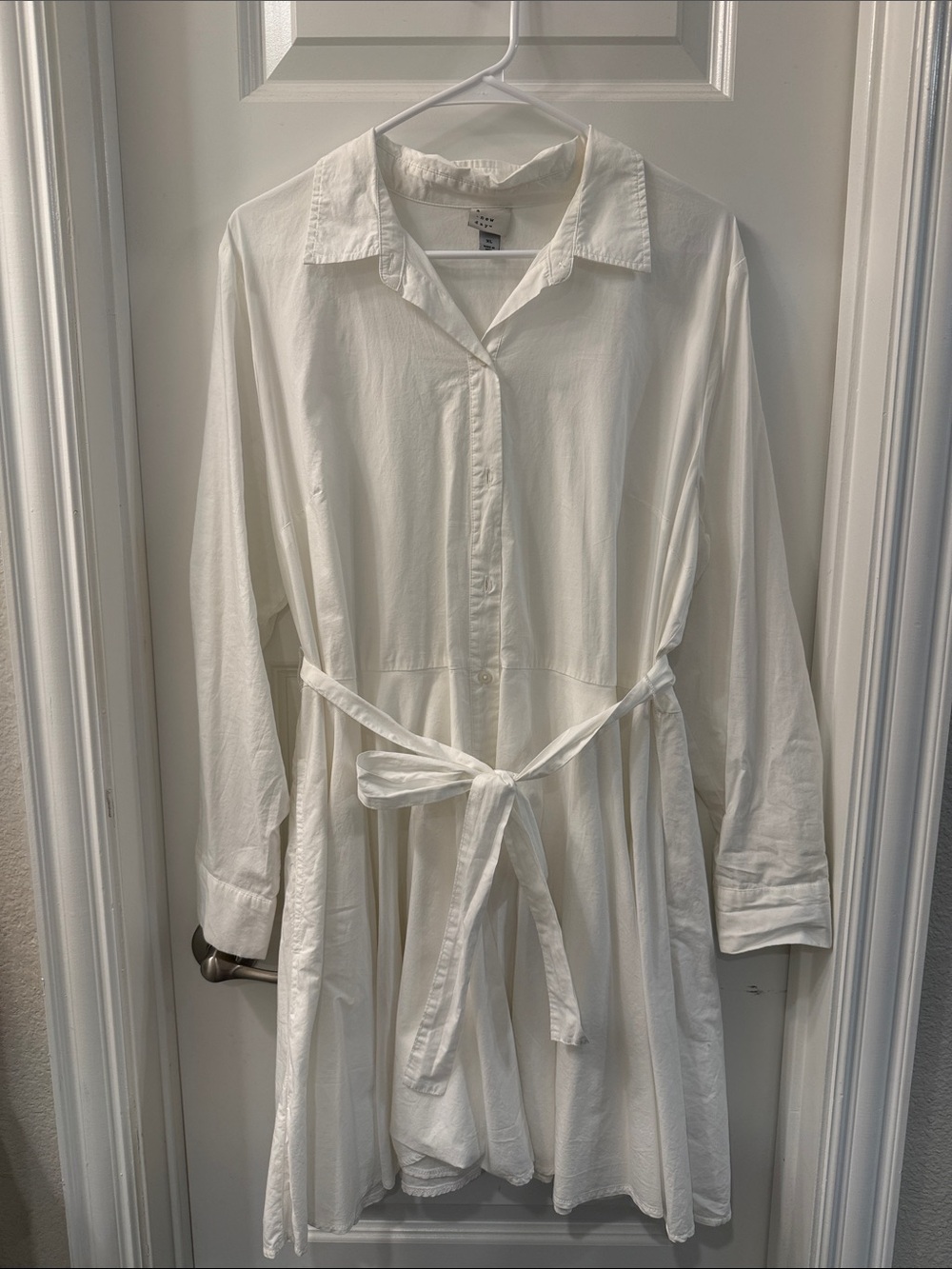 a new day White Mini Shirt Dress with Tie Waist
